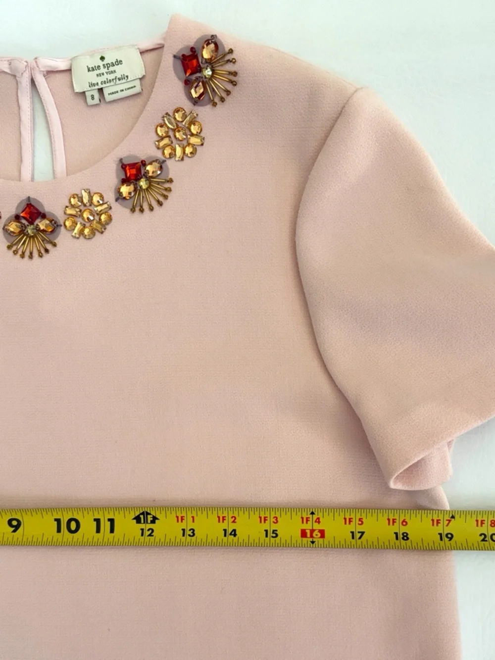 Kate Spade Women’s Top Alexandria Pink Rhinestone Embellished Shirt Size 8